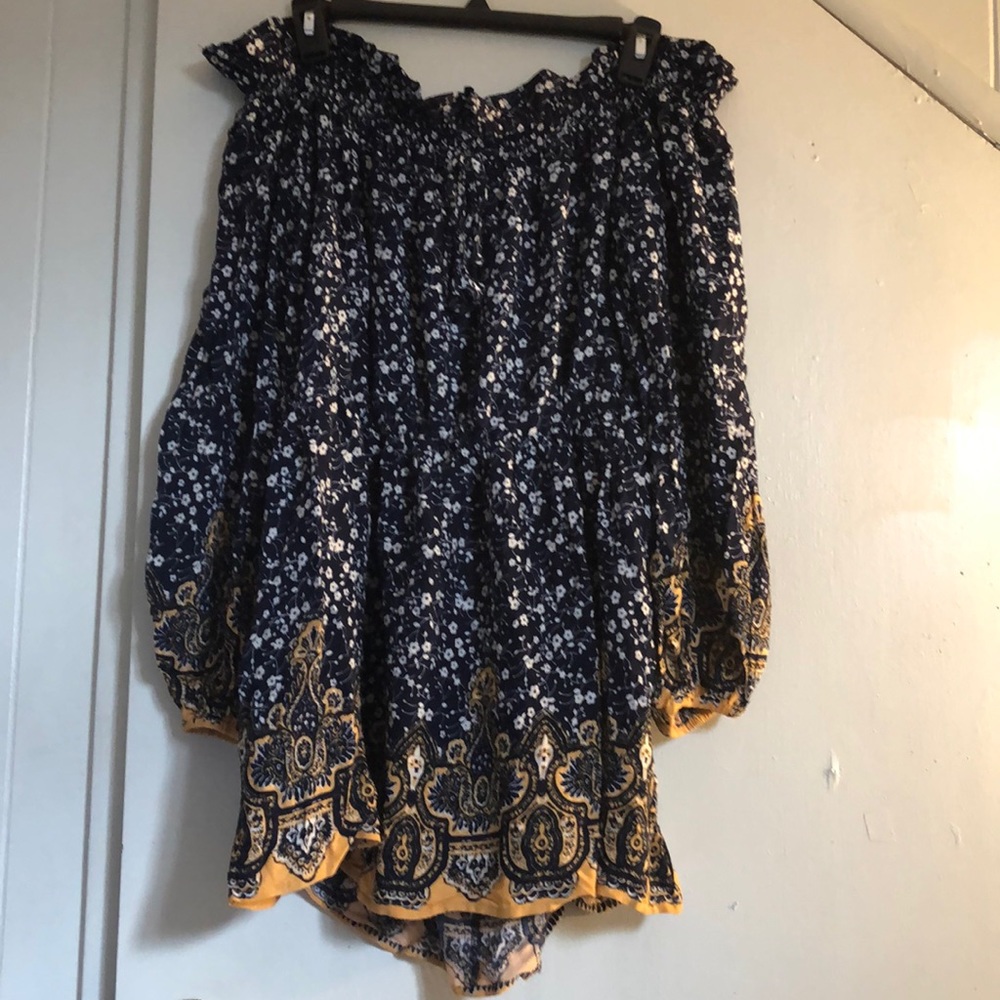 Windsor Navy and Mustard Floral OTS Tunic